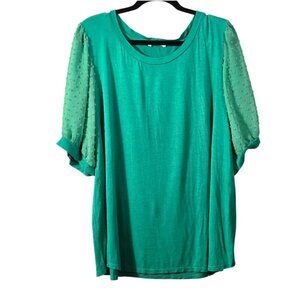 Beacon Apparel 2X Womens Tee 3/4 Sleeve Mix Medium Swiss Dot Green